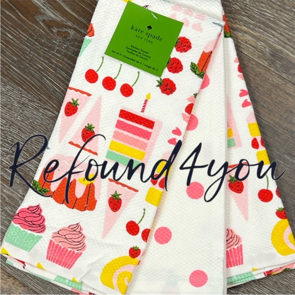 Kate spade - ‘Party Dessert & Polkadots’ dish towels (3). NWT